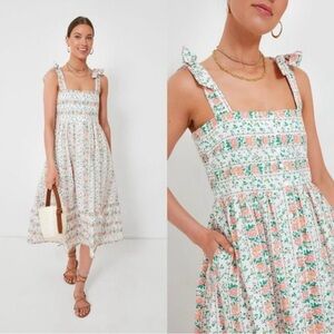 Hyacinth House NWOT  Floral Lupine Bow
Square Neck Maxi Dress Pink Green Size S